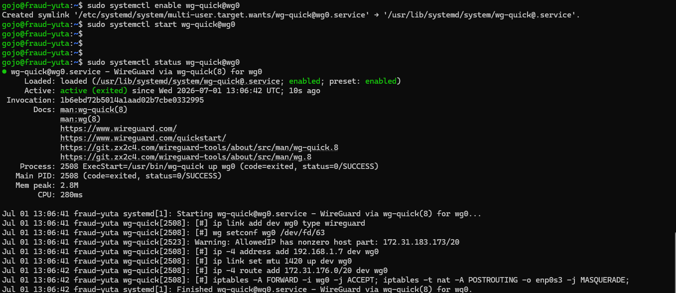 Client wg0.conf on Kali Linux